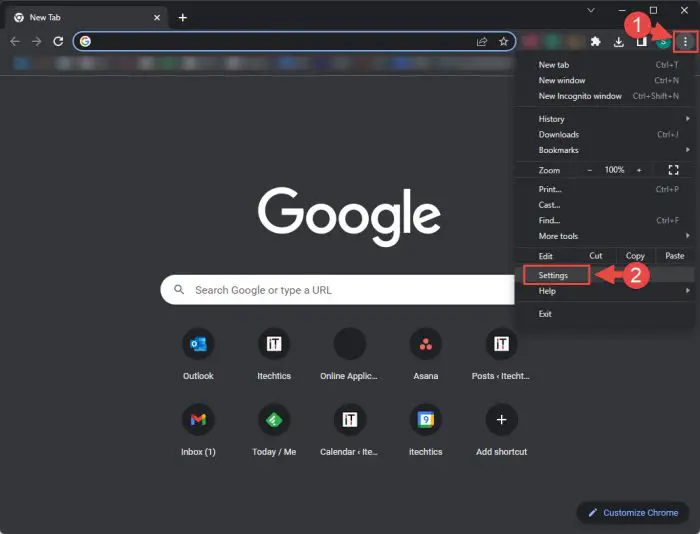 Open Chrome settings