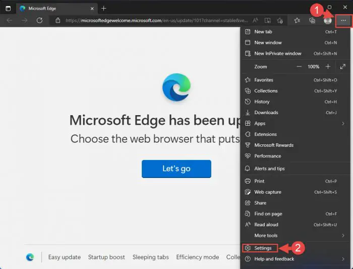 Open Edge settings