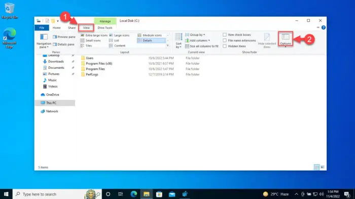Open Explorer options2