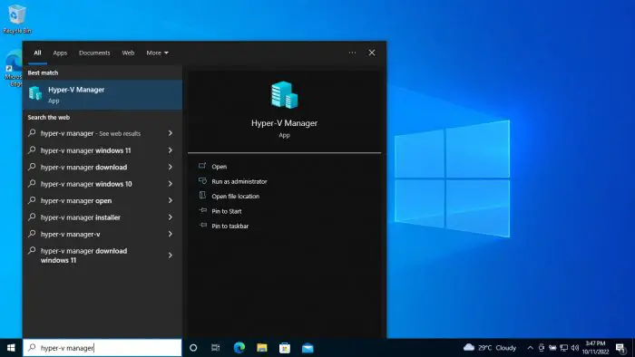 How To Enable Hyper-V On Windows 10 (Home & Pro) 10 Open Hyper V Manager 1