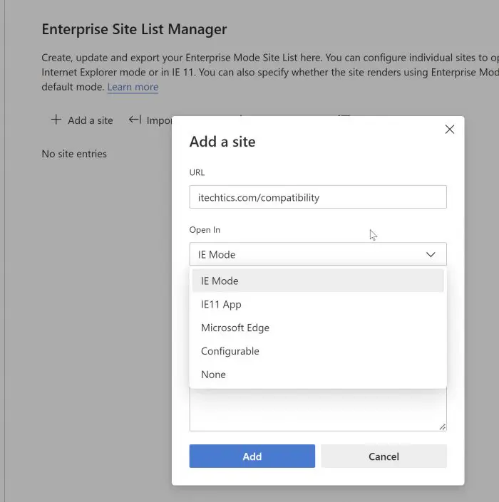 Open in IE Mode