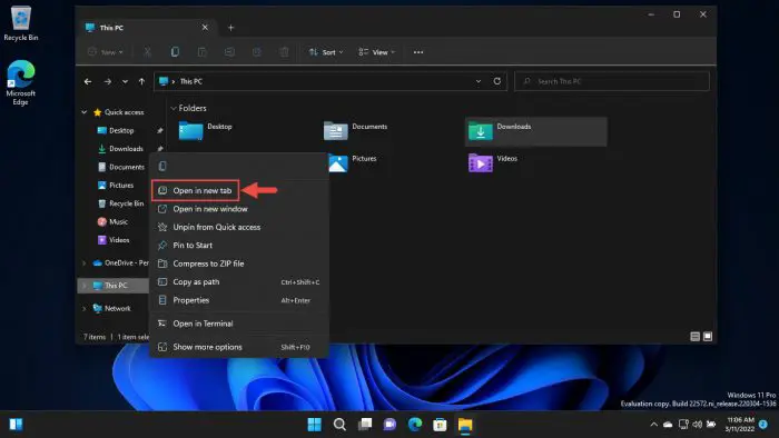 How to Enable File Explorer Tabs in Windows 11 4 Open in new tab in context menu