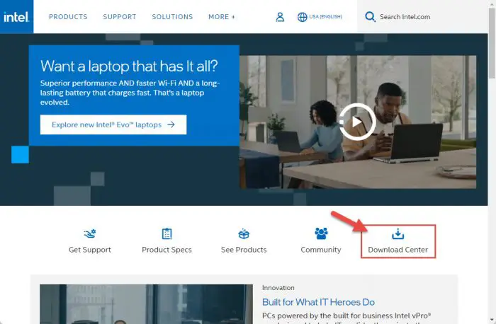Open Intels download center