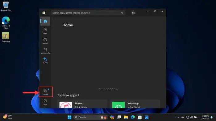 Open Microsoft Store library