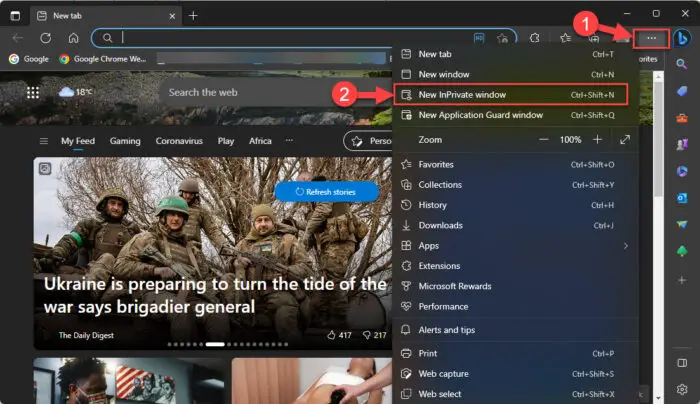 How To Enable, Disable In-Private Browsing In All Browsers 19 Open new InPrivate window in Microsoft Edge