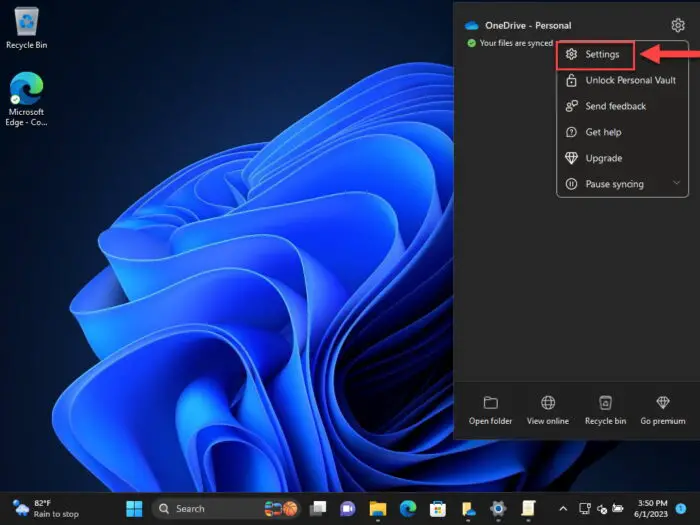Open OneDrive settings2