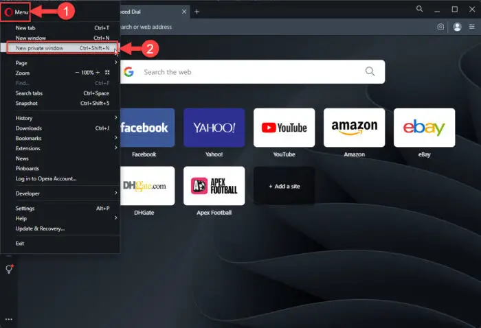 How To Enable, Disable In-Private Browsing In All Browsers 35 Open private window in Opera