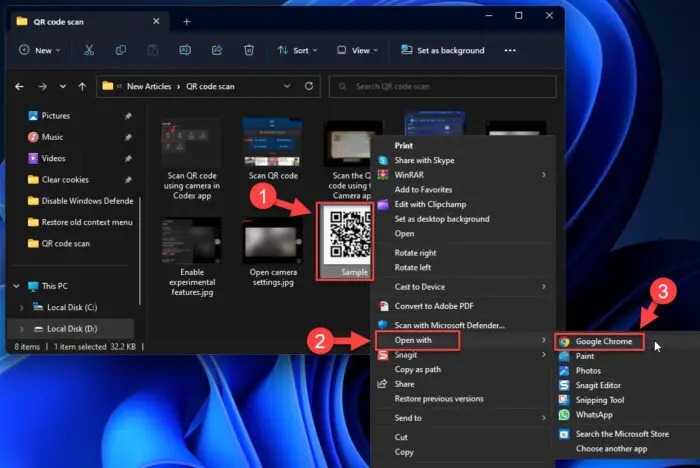 Open QR code in a web browser