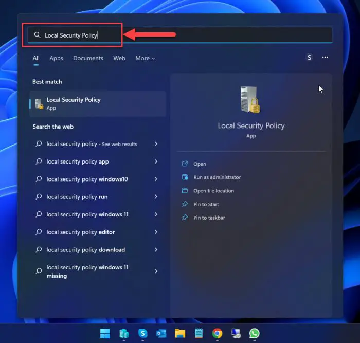 How to Enable Local Security Policy (secpol.msc) in Windows 11 (Home + Pro) 10 Open secpol msc through search