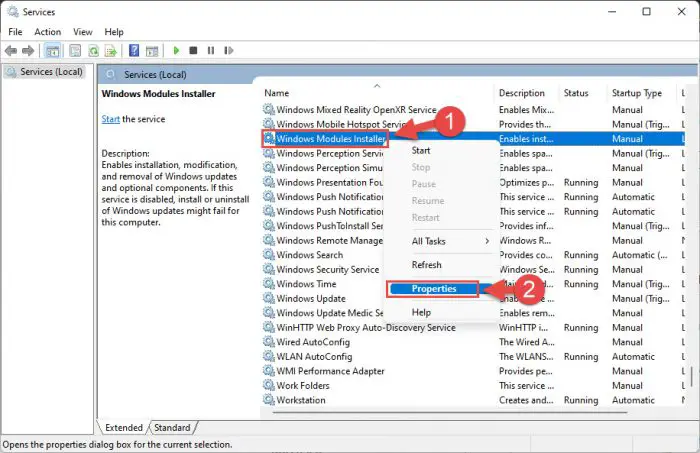 Open service properties 1