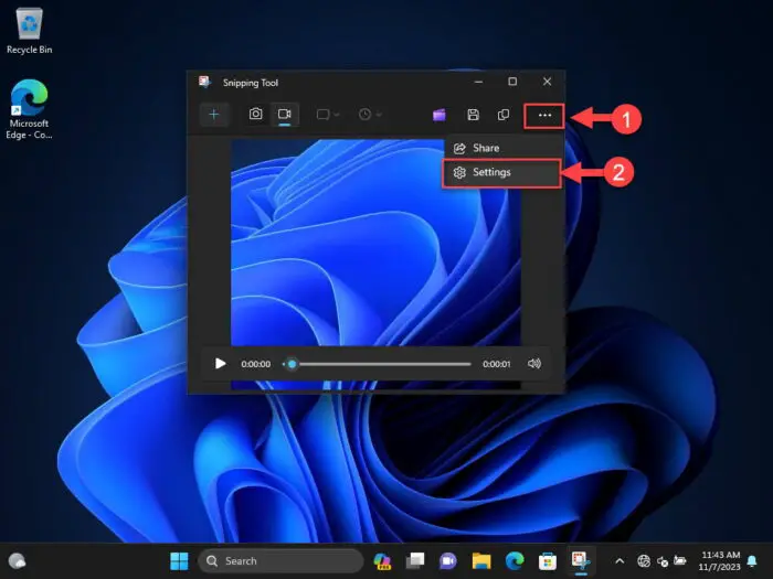 Open Snipping Tool settings