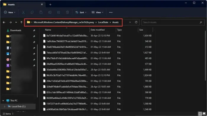 Open the assets location for Spotlight