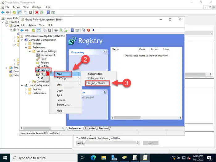Open the Registry Wizard