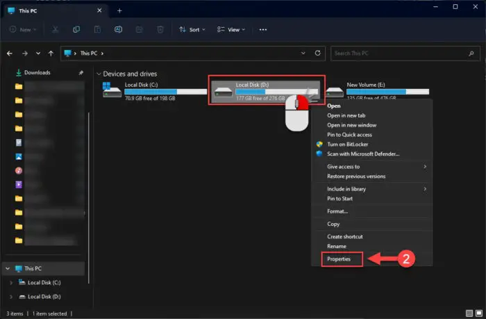 Open volume properties