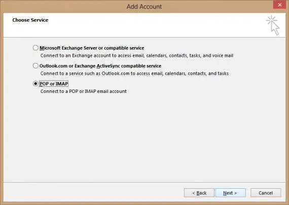 Outlook 2013 POP or IMAP