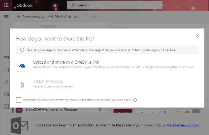 Outlook.com attachment size limit