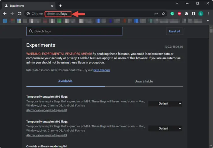 Paste in address bar