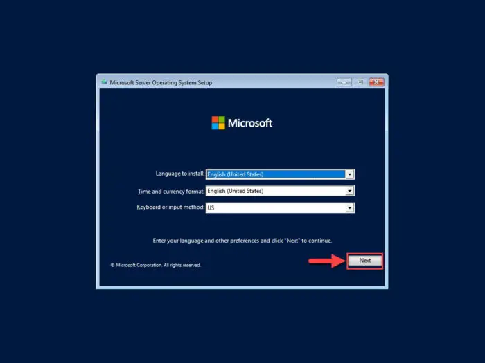 Proceed with server installation