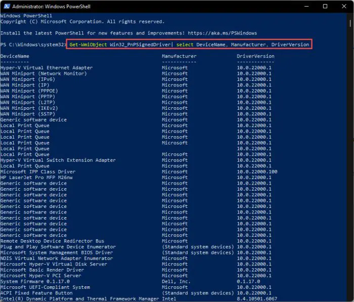 How to Check Installed Driver Version in Windows 11/10 4 pwsh 1