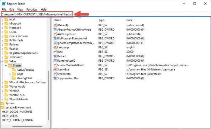 Quick navigation in Windows Registry