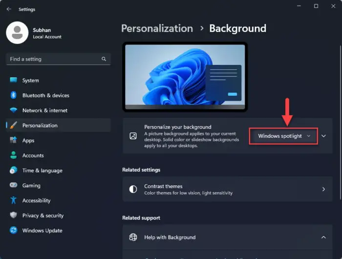 Re enable Windows Spotlight