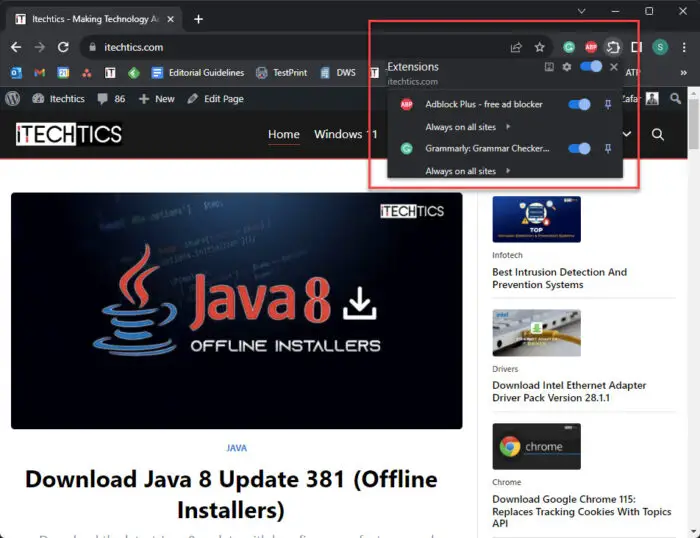 Disable, Manage Google Chrome Extensions On Specific Sites 5 Redesigned extensions menu