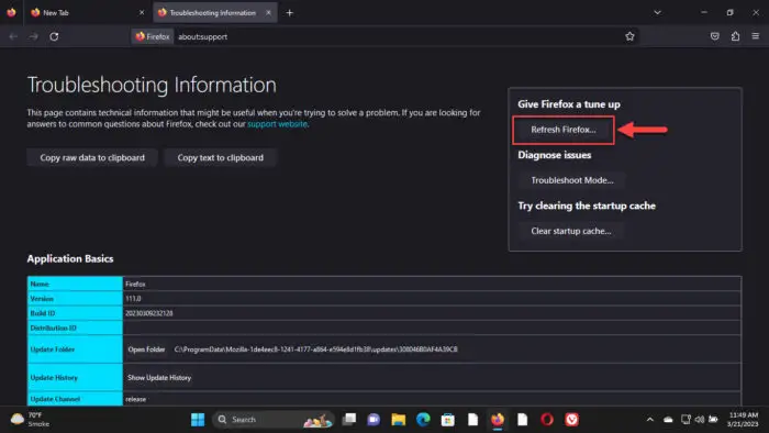 Refresh Firefox