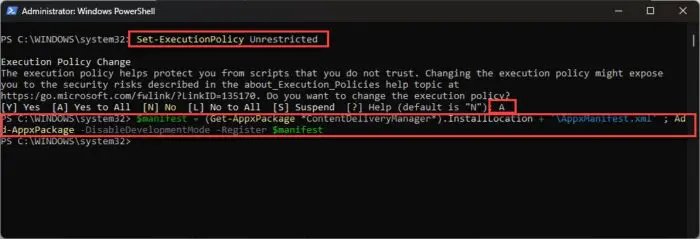 Register Windows Spotlight using PowerShell