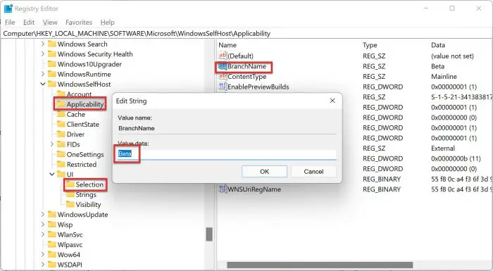 How To Go Back From Windows 11 Insider Preview To Stable Build 5 Registry to switch from Dev channel to beta channel