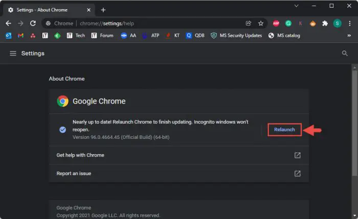 Download Google Chrome 96.0.4664.93 2 relaunch