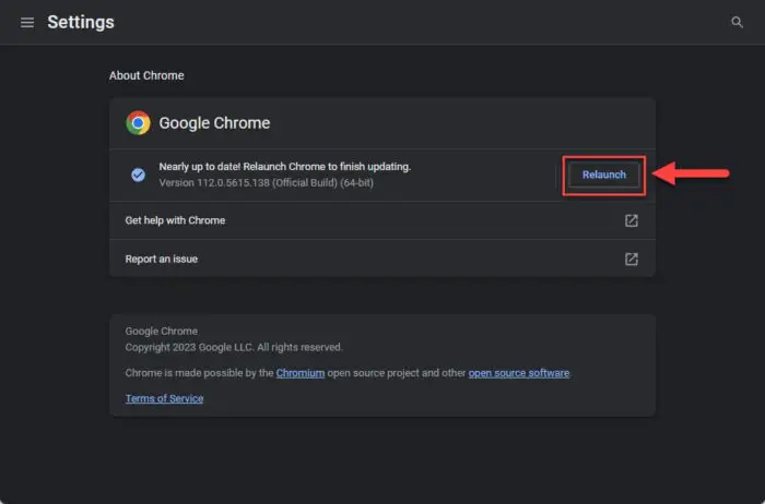 Relaunch Chrome
