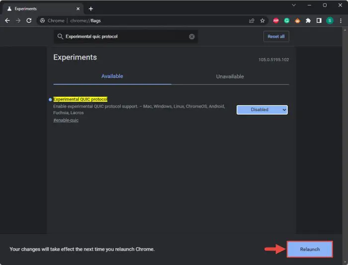Relaunch Chrome