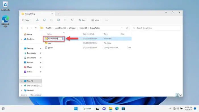 Rename Machine folder to Machine.old