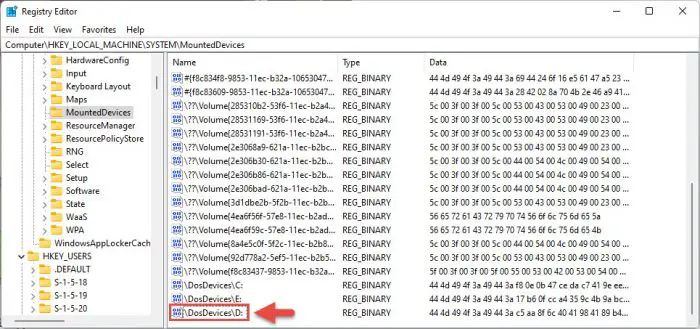 Change drive letter from Windows Registry