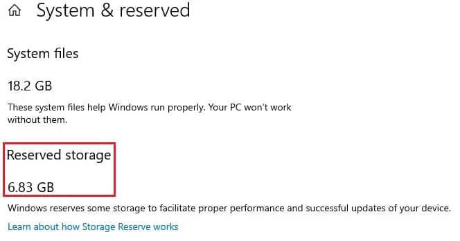 reserved storage
