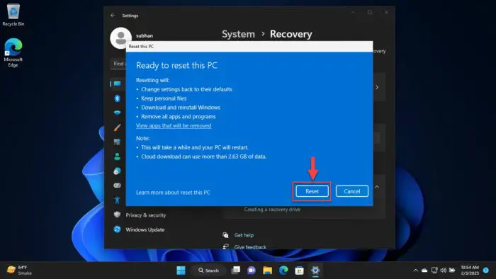 Reset Windows from Cloud while keeping files