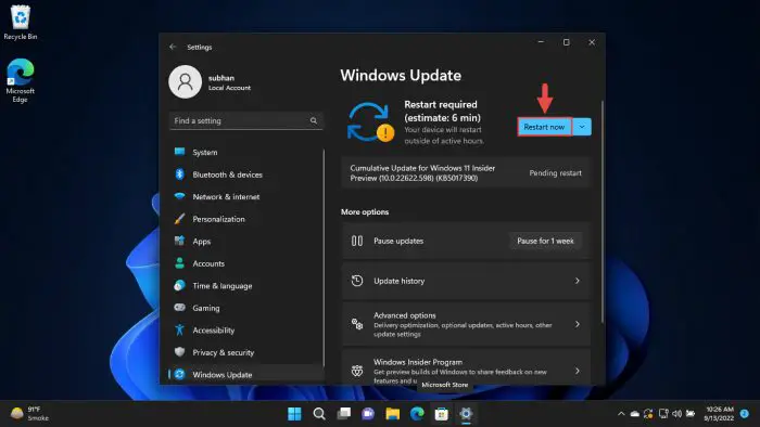 Restart computer 1