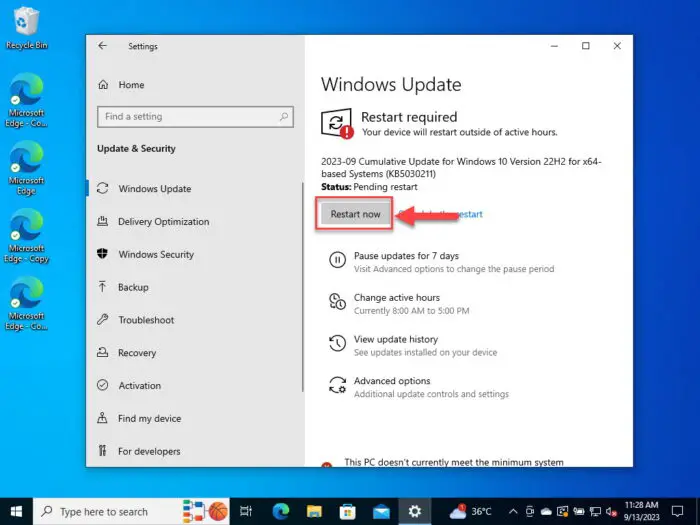 Restart computer 1