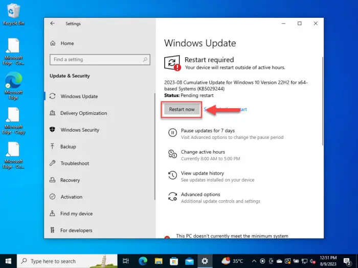 Restart computer 1