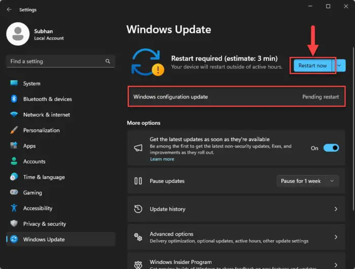 Restart computer 2