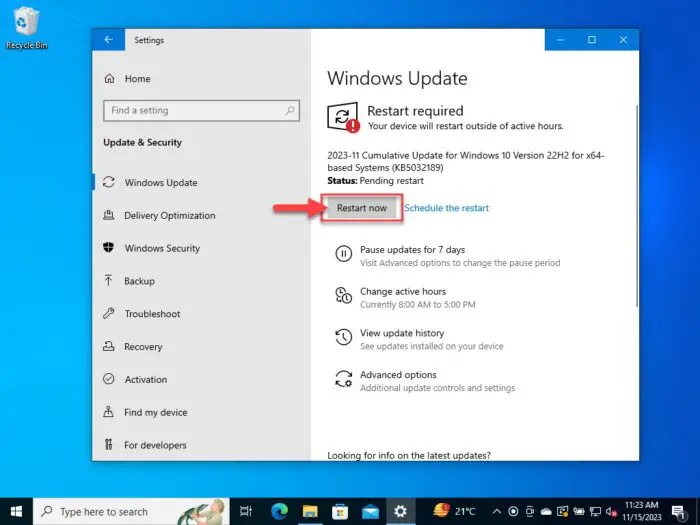 Restart computer