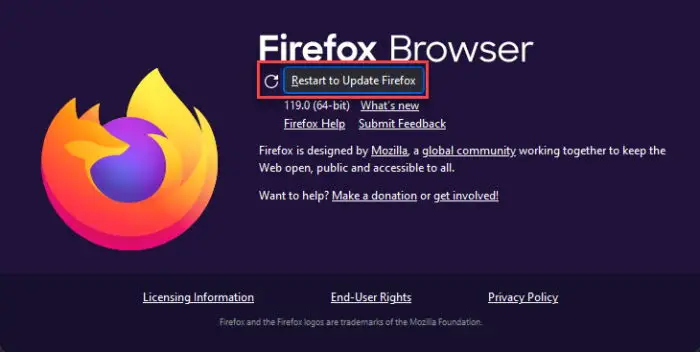 Restart Firefox