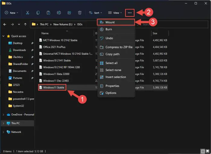 How to Mount ISO Images in Windows 11/10 3 ribbon mount