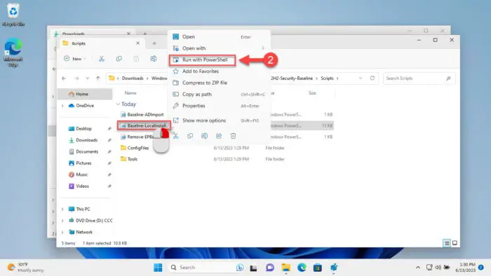 Run baseline script with PowerShell