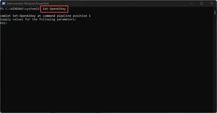 Run command to set the secret key
