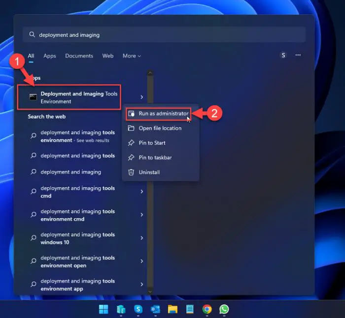Run Deployment and Imaging Tools as admin