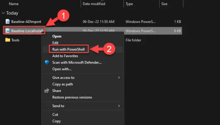 Run Security Baseline with PowerShell