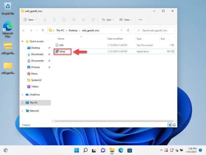 Run the setup file 1