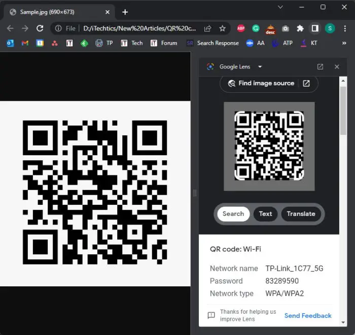 Scan QR code using Google Lens