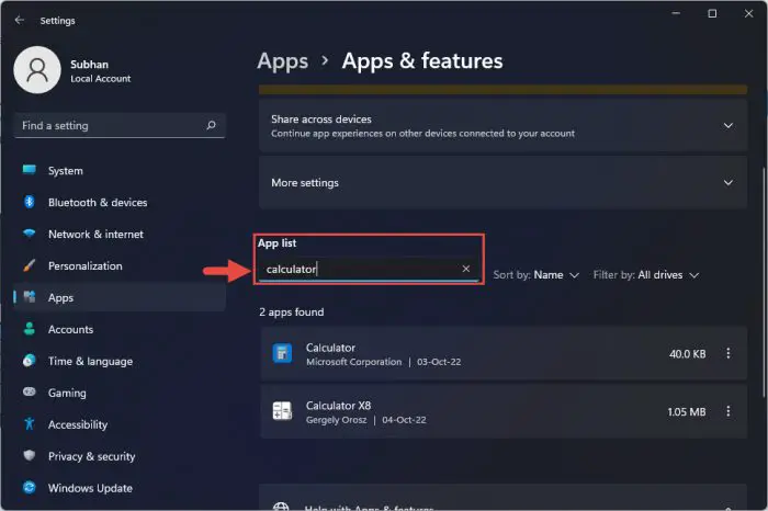 Search for calculator